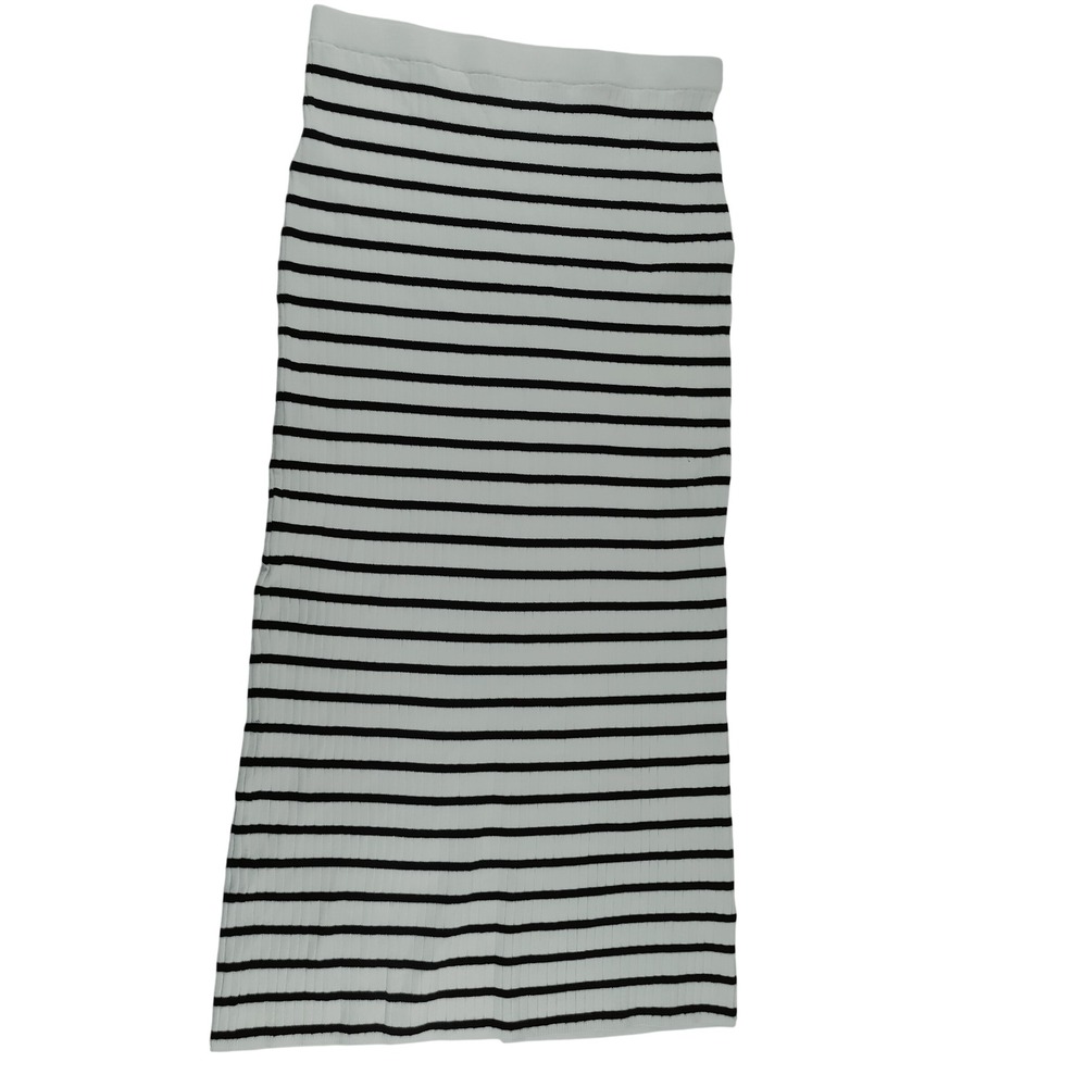 Freshman 1996 Black White Striped Ribbed Knit Bodycon Midi Skirt Size M